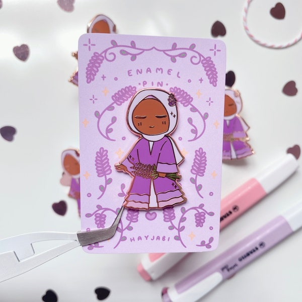 Lavander Abaya Hijabi Enamel Pins - Enamel Pins - Pin Badges - Islamic Enamel Pins - Hijabi pins - Cute Hijabi Pins- Abaya Pins - Cute Pins