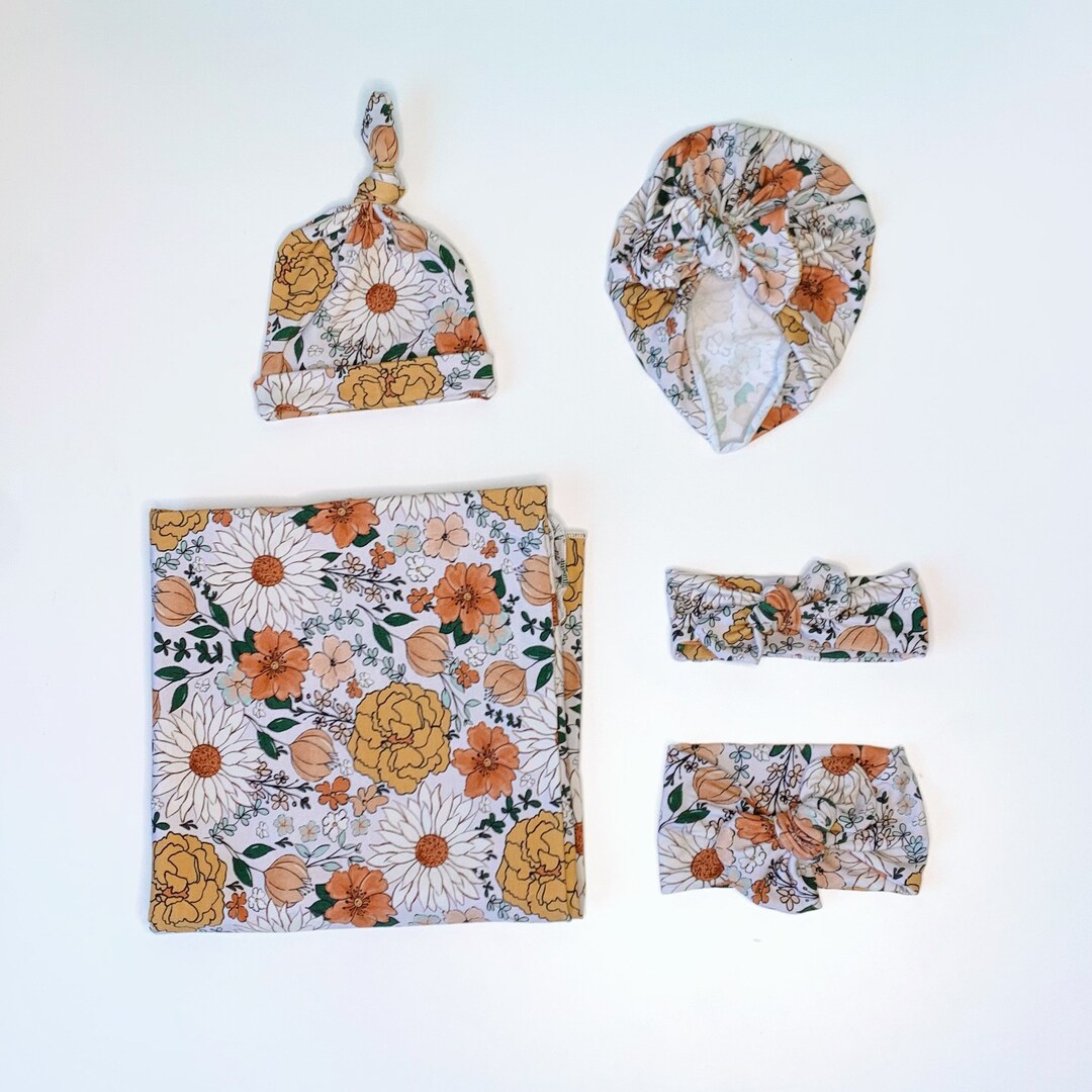 Soft Bamboo Swaddle Blanket Set Cute Girl Hospital Etsy