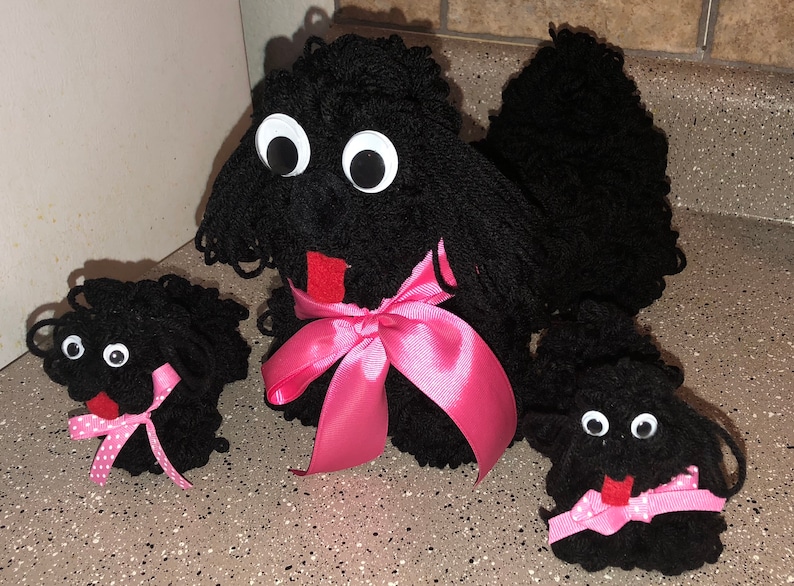 Yarn Dog With Matching Yarn Puppies Etsy