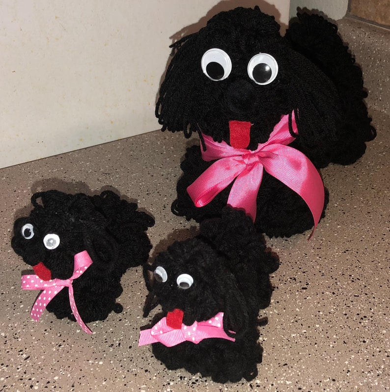 Yarn Dog With Matching Yarn Puppies Etsy