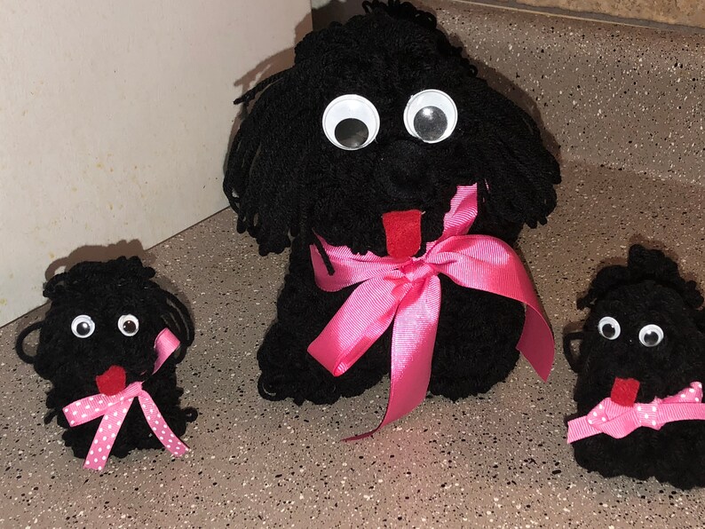 Yarn Dog With Matching Yarn Puppies Etsy