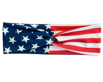Stars and Stripes USA Flag 4th of July Adult Knotted Headband