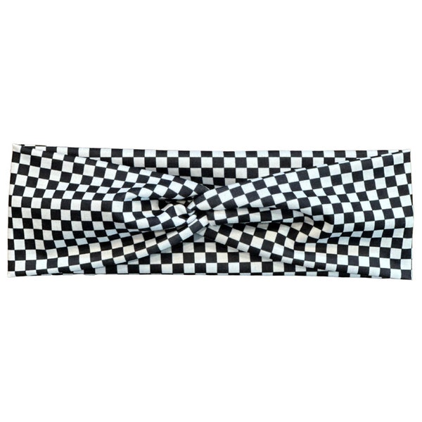 Black and White Checkered Adult Headband / Knotted Headband / Topknot Accessory / Scrunchie / Face Mask / Hard Headband / Wristlet Keychain