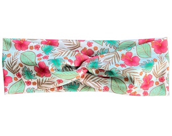 Summer Tropical Flowers Adult Knotted Headband Topknot Accessory Scrunchie Hard Headband