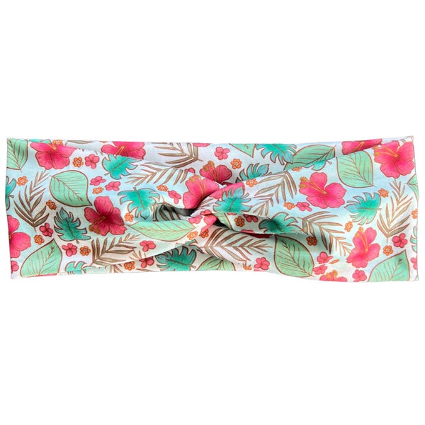 Summer Tropical Flowers Adult Knotted Headband Topknot Accessory Scrunchie Hard Headband