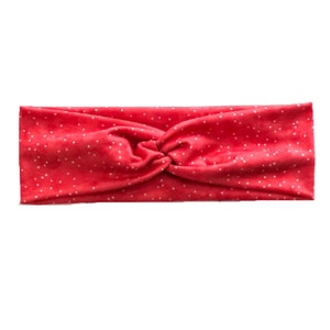 Red Scatter Dots Adult Knotted Headband / Topknot Accessory / Scrunchie