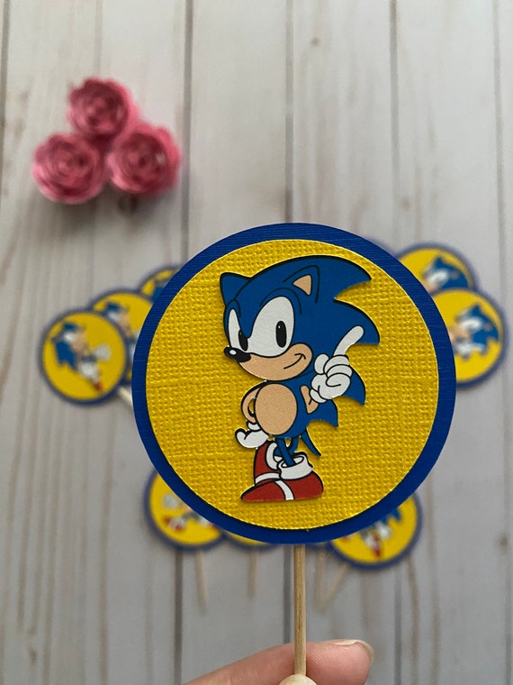 Sonic Cake Toppers, 25 Pcs Sonic Cupcake Toppers, Sonic Theme
