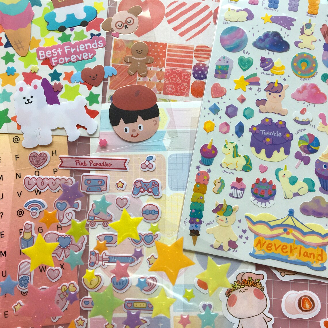 15 sheets korean sticker variety pack 42 korean stationery
