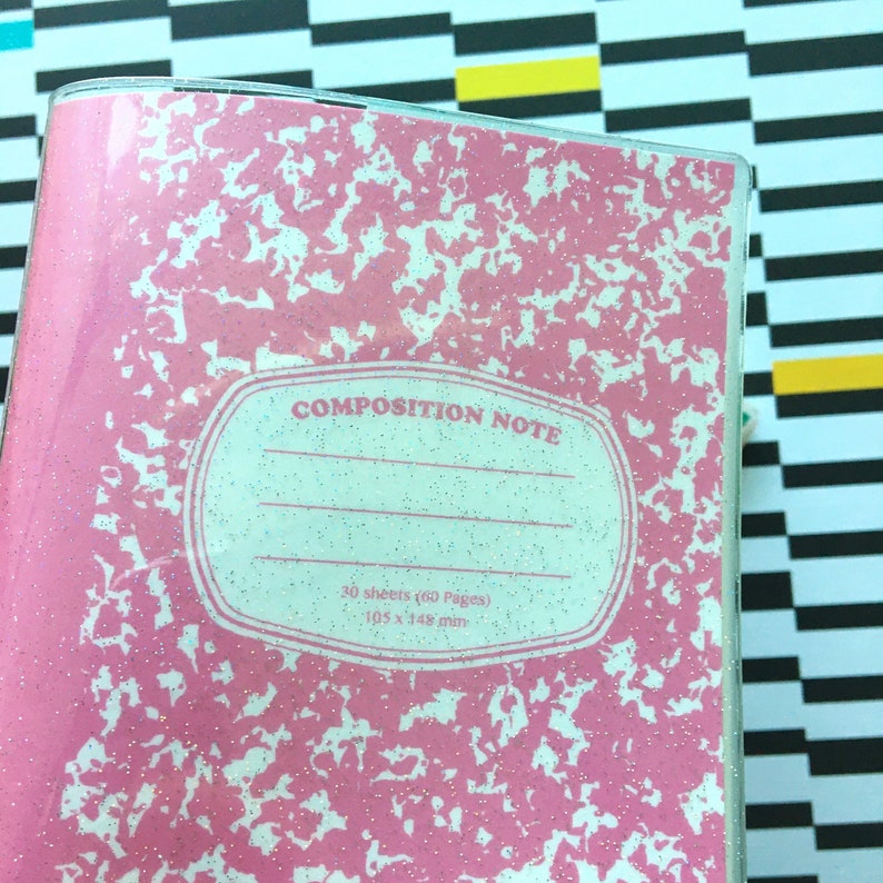 Mini composition notebook with reusable plastic cover Korean Etsy