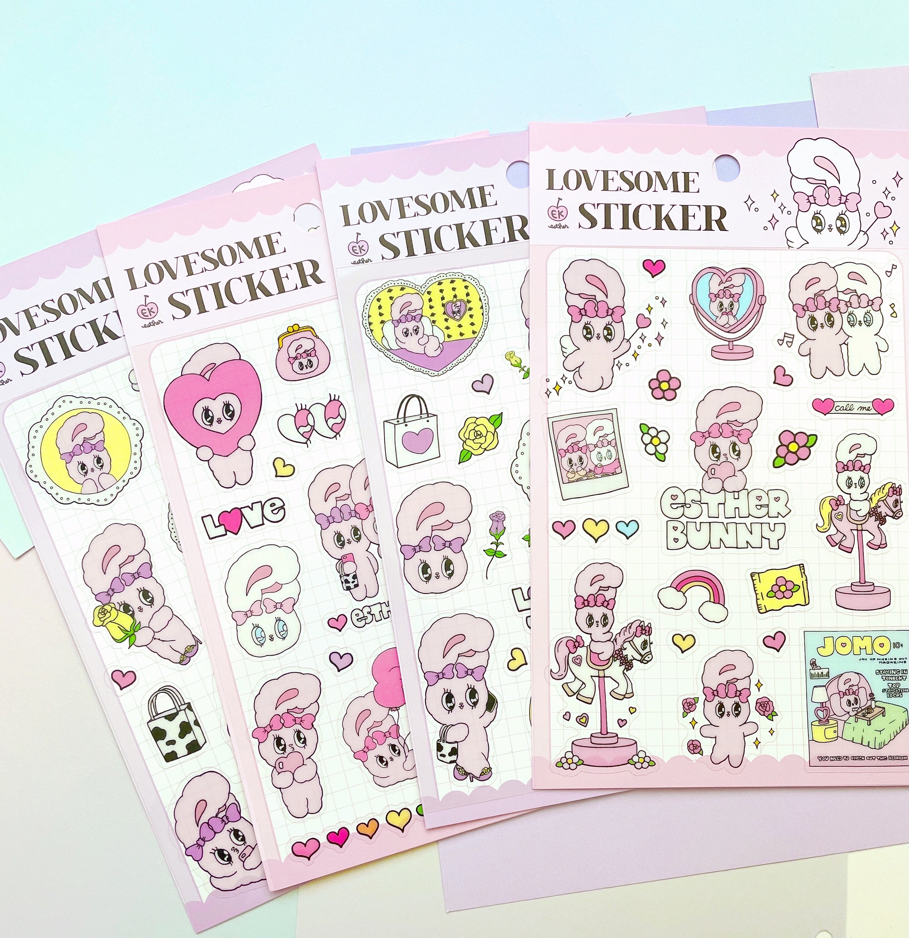 Esther Bunny transparent sticker sheet Cute Korean stickers | Etsy