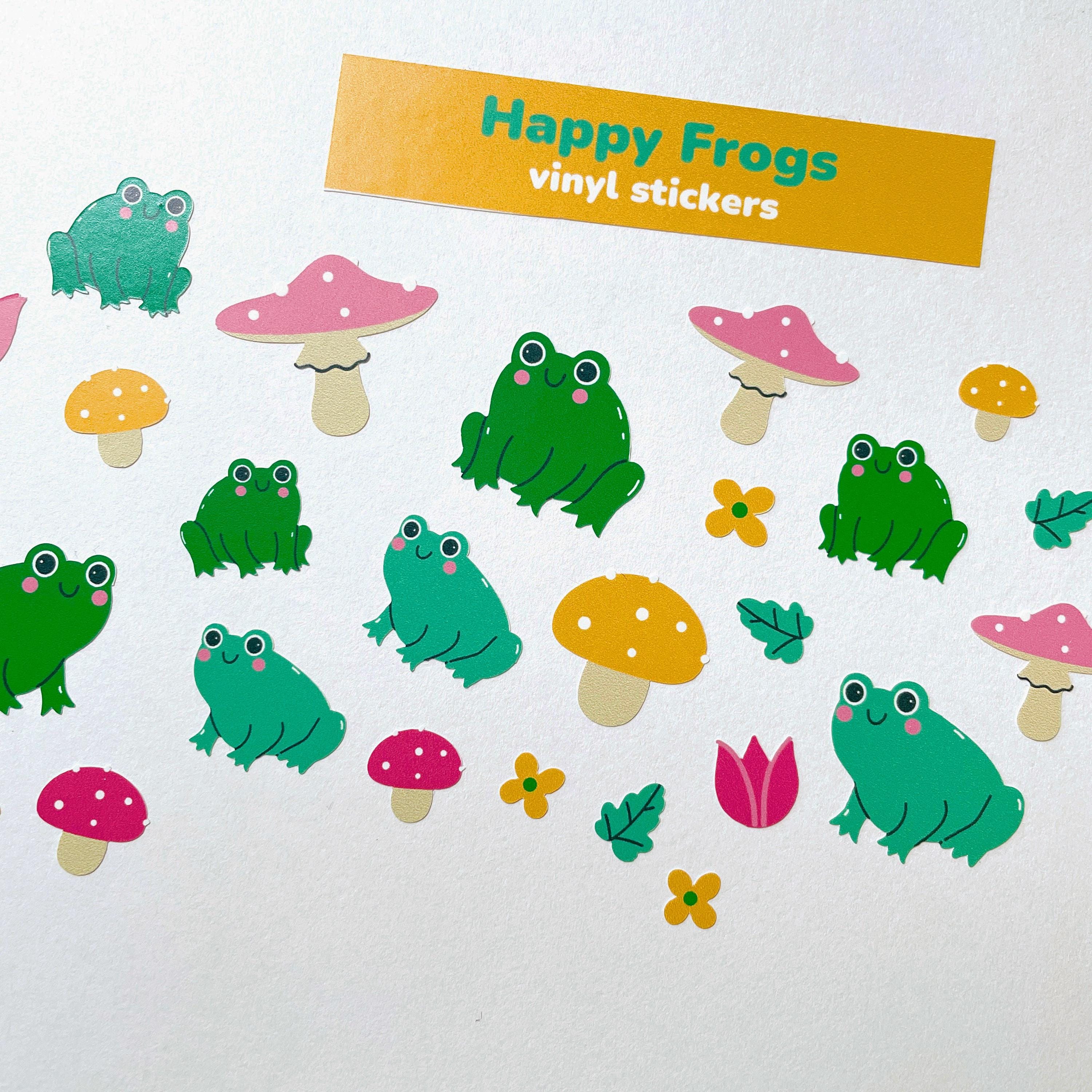 Happy Frogs Vinyl Sticker Sheet Handmade - Frog Stickers - Journal ...