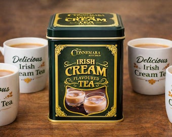 Irish Cream Flavoured Tea – Black Tea Bags in Vintage Tin, 50 Count, Tea Lover Gift