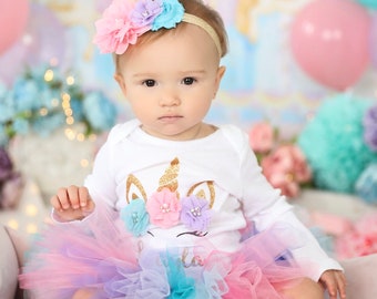 unicorn 1st birthday dress