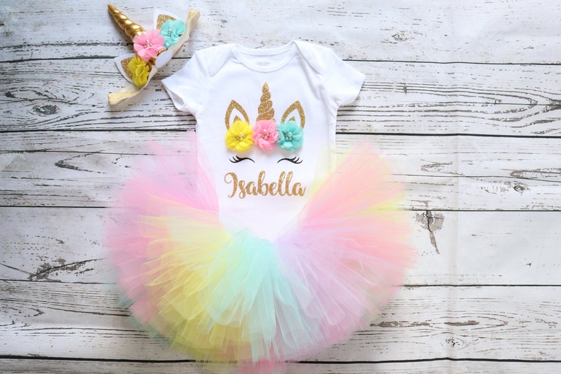 pastel rainbow first birthday outfit