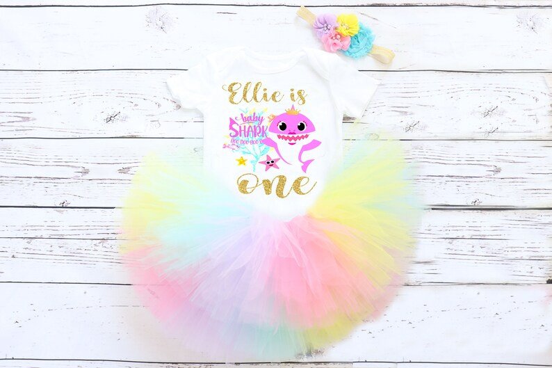 shark baby girl birthday outfit shark First Birthday girl outfit shark baby tutu girl outfit shark birthday Shirt shark girl dress