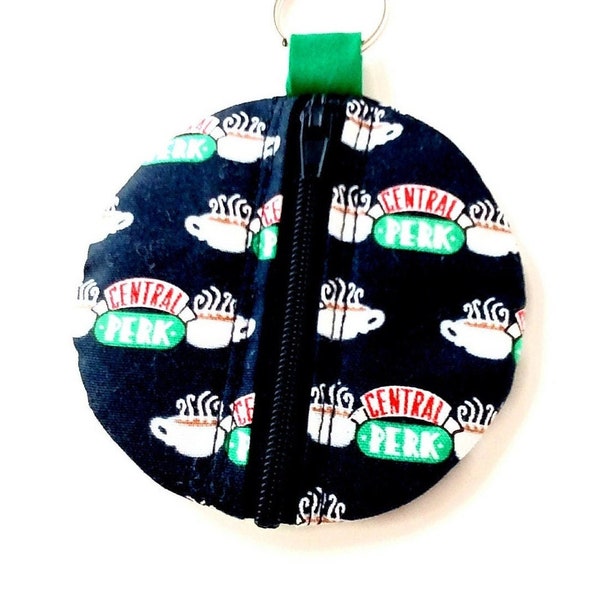 Central Perk Coin Purse, Change Pouch, Change Purse, Zippered Coin Purse, Key Purse, Circle Zippered Purse, Mini Coin Purse, Key Ring Pouch