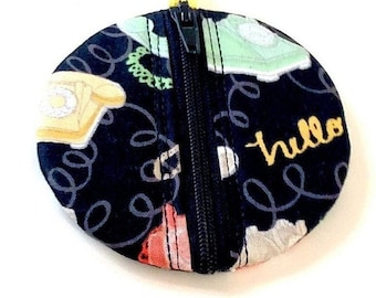 Retro Phones Coin Purse, Telephones Coin Pouch Vintage Zippered Coin Purse, Key Purse, Circle Zippered Purse, Mini Purse, Key Ring Pouch