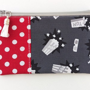 Monedero pequeño con temática de película, monedero con palomitas de maíz, monedero con cremallera, monedero con cremallera, monedero, estuche para auriculares, monedero divertido, organizador de monederos, cartera pequeña