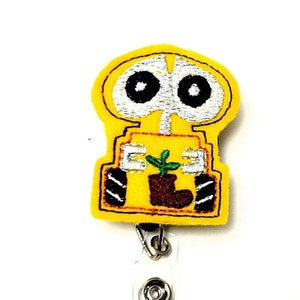 Wall-e Badge Holder, Disney ID Badge Retractable Reel, Robot Badge Reel with Clip, Character Felt Embroidered ID Badge, Medical Badge Reel