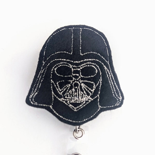 Darth Vader ID Badge Holder, Star Wars Villain ID Badge Holder, Badge Reel, Disney Villain Badge Reel with Clip, Felt Embroidered ID Badge