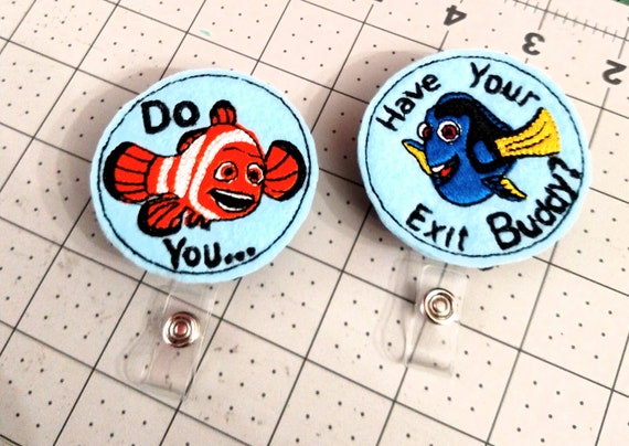 Dory Duo Buddy Badge Holder, Fish Buddy Set ID Badge, Finding Nemo Set Badge  Reel, 2-badges Reel With Clip, Felt Embroidered ID Badge 