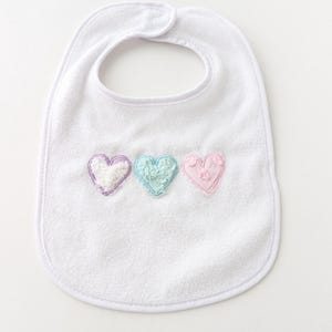 Vintage Hearts Handmade Embroidered Baby Bib