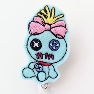 Scrump Doll ID Badge Holder, Lilo and Stitch ID Badge Holder, Disney  Character Badge Reel, Badge Reel with Clip, Felt Embroidered ID Badge