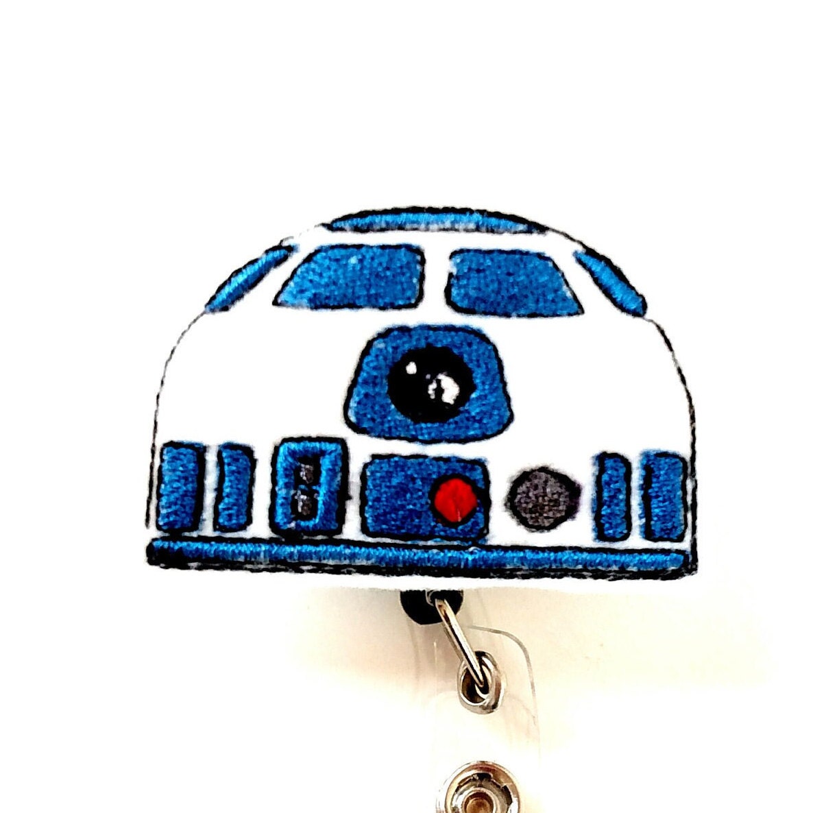 R2D2 ID Retractable Badge Holder, Star Wars ID Badge Reel, Robot Badge Reel  With Clip, Felt Embroidered ID Badge 