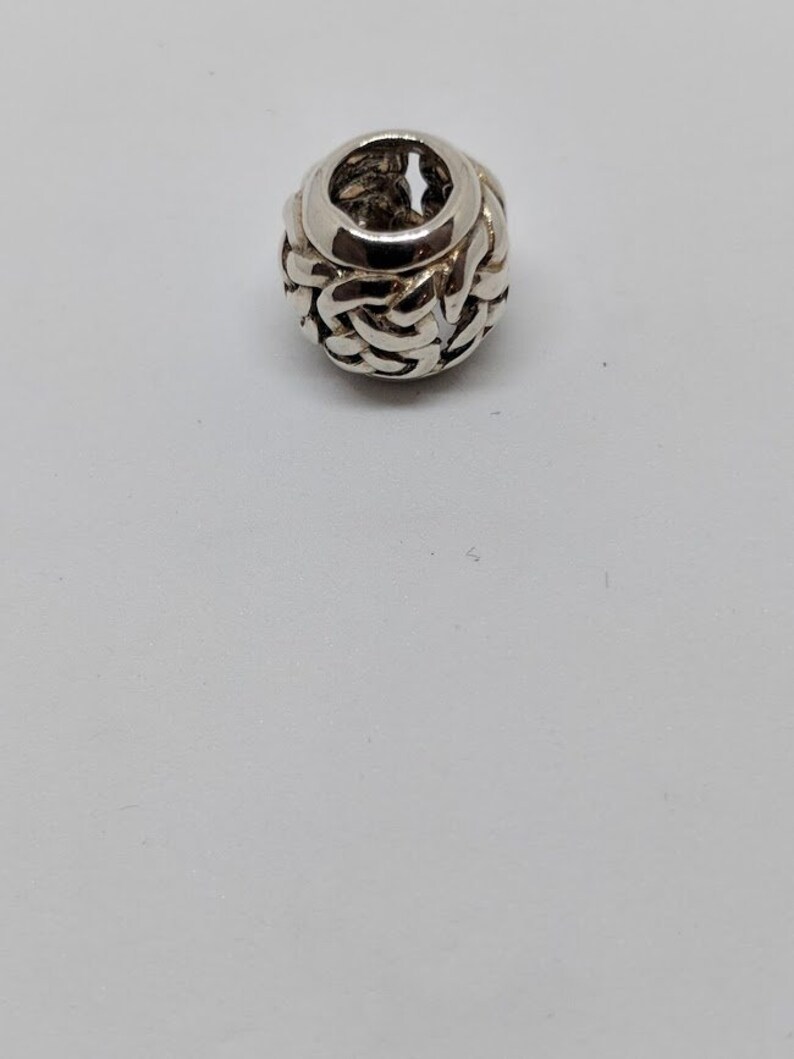 Silver Celtic Knot Bead Barrel on Black Satin Cord
