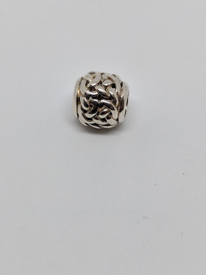 Silver Celtic Knot Bead Barrel on Black Satin Cord