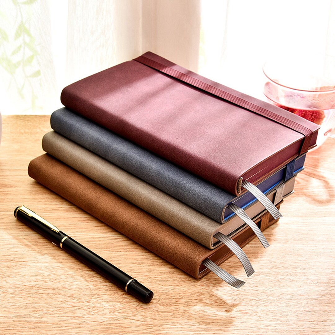 A6 Vintage Vegan Leather Lined Journal Notebook Strap Personalised