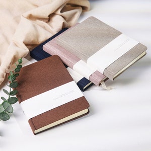 A5 journal notebook handmade Linen lined fabric cover daily Four color notepads personalized gifts B102 image 2