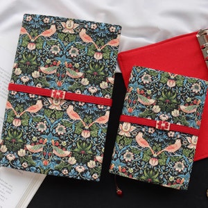 Reliure A6 A5 Fraise Journal Couverture de cahier en tissu Agenda Inserts rechargeables (6 anneaux) Reliure budgétaire CC413