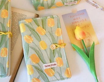 Tulip A6 A5 Binder 6 Rings Journal Floral Planner Cloth Cover Agenda Refillable notebook Inserts Budget Binder CC461