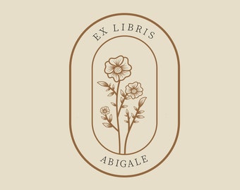 Vintage Floral Library Stamp Ex Libris From The Library of Book Stamp Book Belongs to Personalized Library Stamp Custom Library Stamp