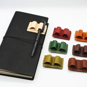 Handmade Leather Planner Pen Holder Clip Notebook Pen Loop Stylish and Practical Pen Organizer CC525 image 1