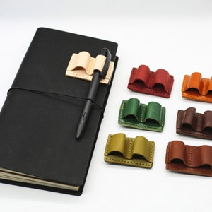 Handmade Leather Planner Pen Holder Clip Notebook Pen Loop Stylish and Practical Pen Organizer CC525