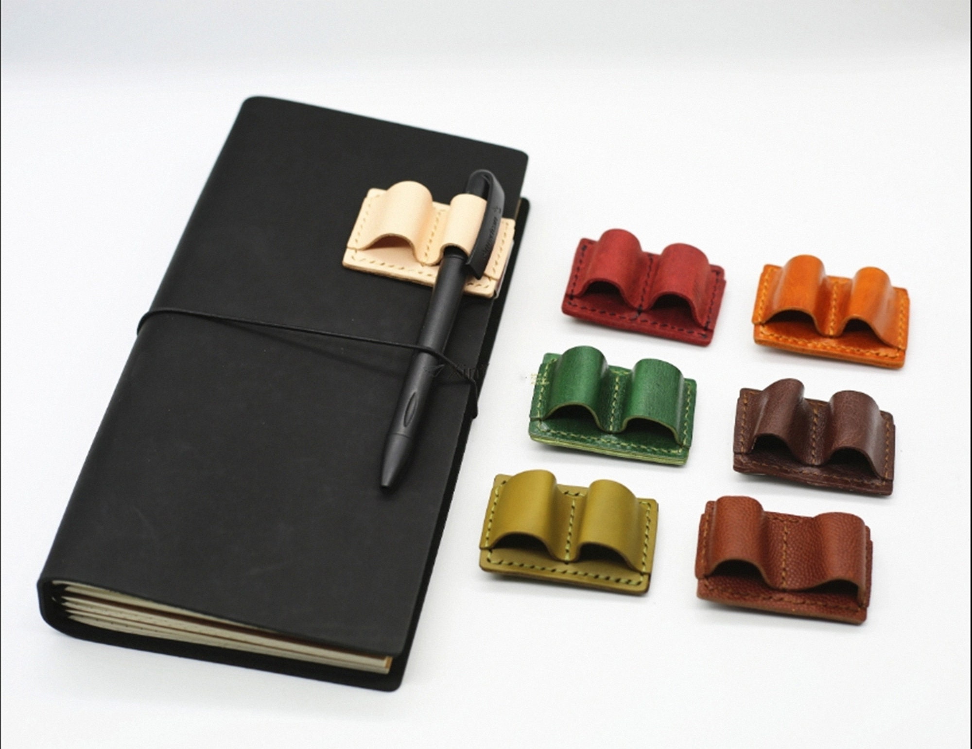 31 Colors Self-adhesive Pen Holder Leather Pen Clip pencil holder Elastic  Loop for Notebook Journals