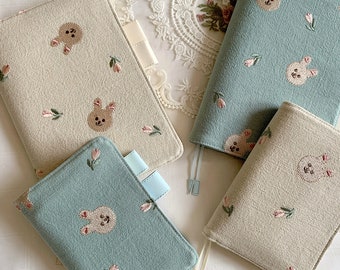 Cute rabbit  hobonichi journal planner cover A5 a6 2023 notebook cover Personalized gift CC420