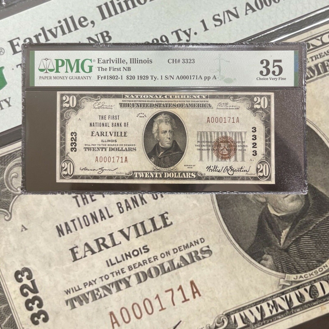 Twenty Dollars 1929 Type1 Earlville Illinois National 3323 Etsy