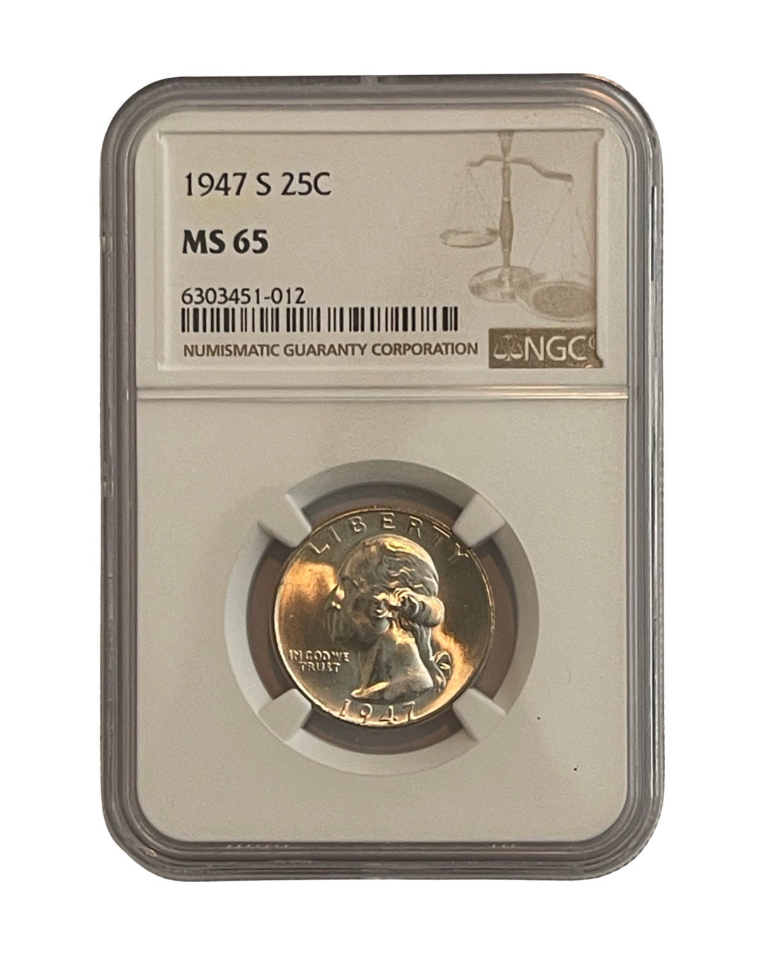 1947 S Washington Silver Quarter 25c NGC MS65 Gem Unc MS Mint State San