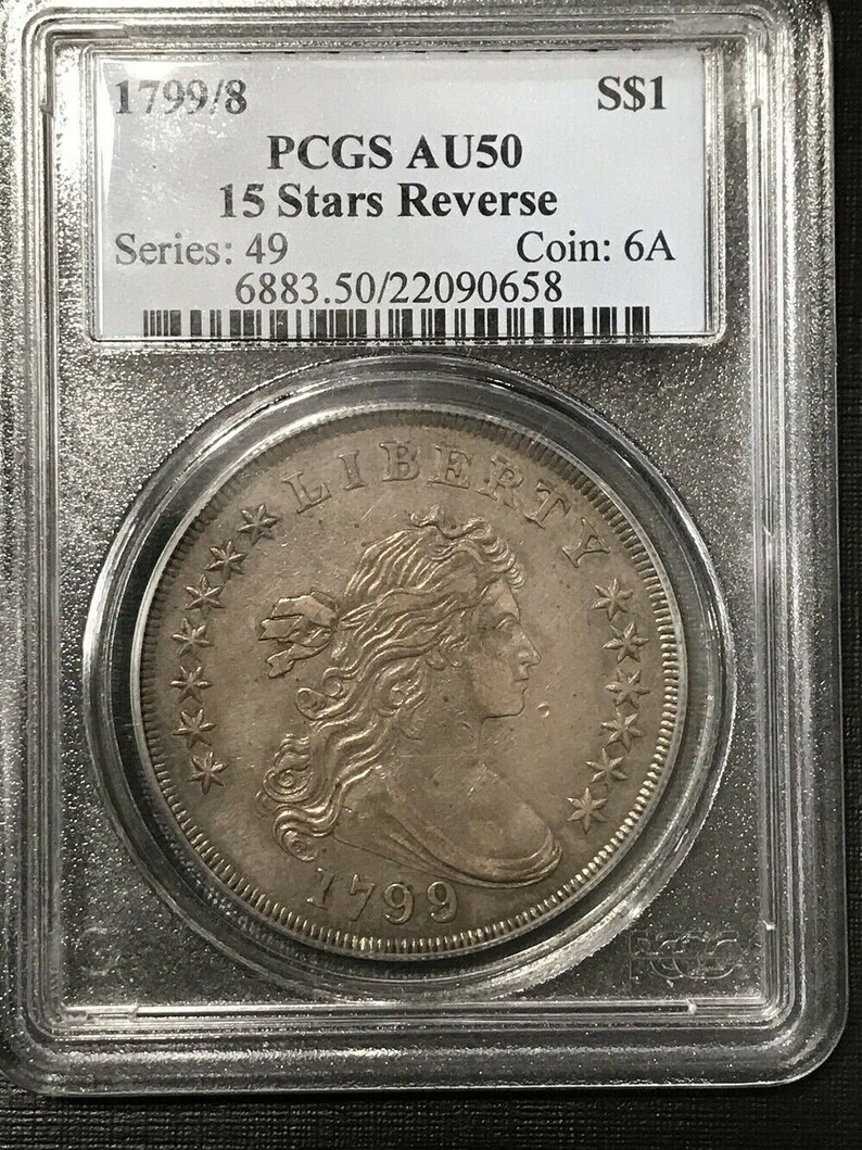 1799/8 1799 Draped Bust Silver Dollar PCGS 15 Stars Reverse Etsy