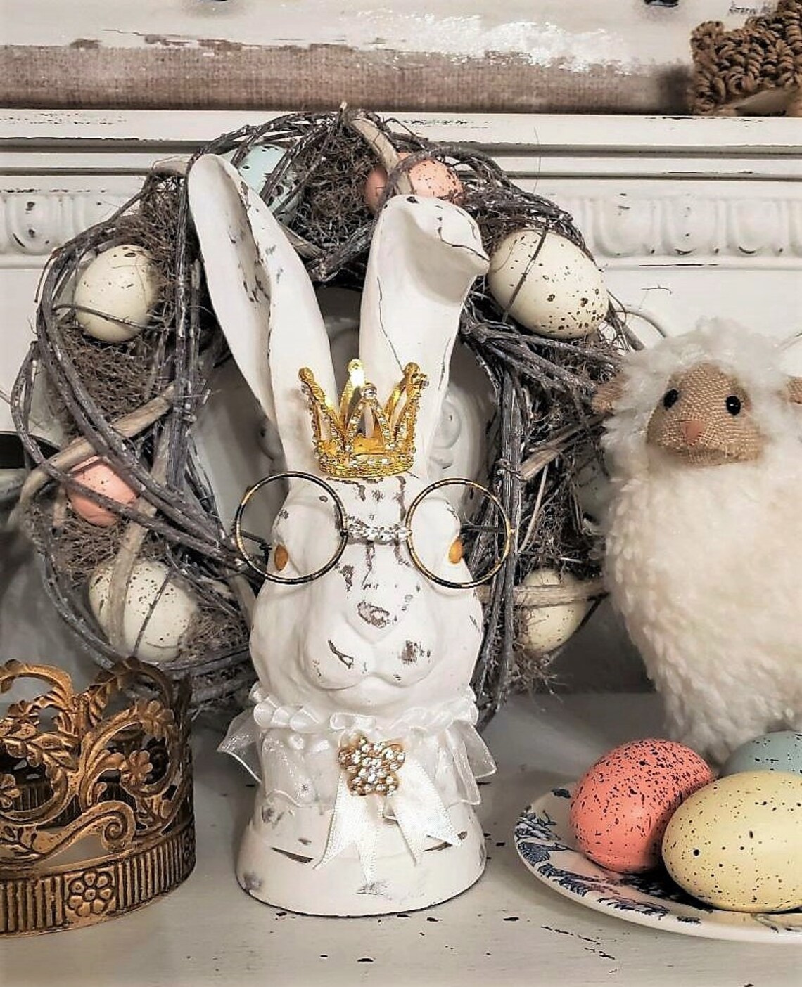 Vintage Style White Rabbit rabbit head bust rabbit statue Etsy