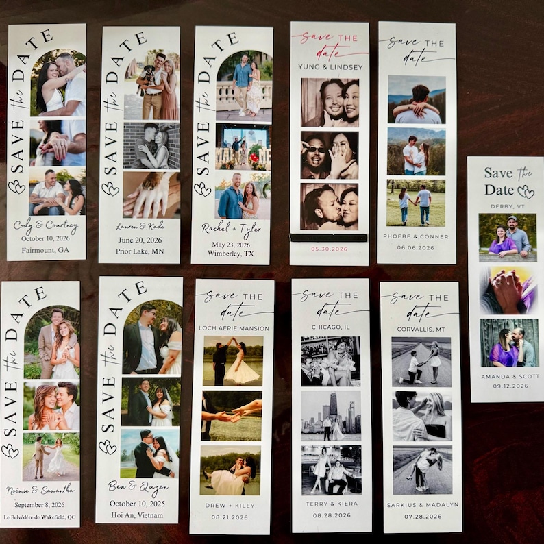 Personalized Photo Strip Save the Date Magnet: Wedding Announcement, 2x6 Size image 3