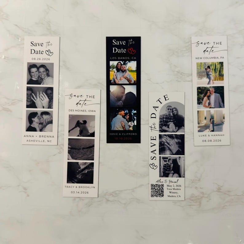 Personalized Photo Strip Save the Date Magnet: Wedding Announcement, 2x6 Size image 5