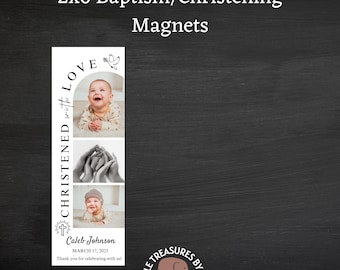 Baptism/Christening Photo Strip Magnets – Unique 2x6 Photo Magnet Favors
