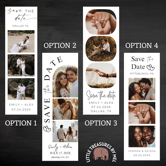 Personalized Photo Strip Save the Date Magnet: Wedding Announcement, 2x6 Size