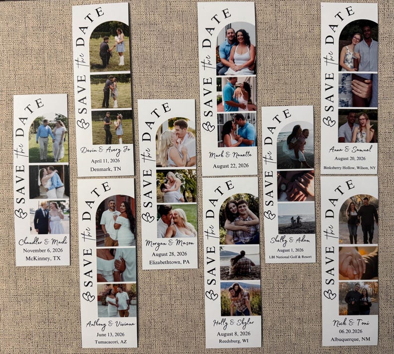 Personalized Photo Strip Save the Date Magnet: Wedding Announcement, 2x6 Size image 4