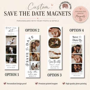 Personalized Photo Strip Save the Date Magnet: Wedding Announcement, 2x6 Size