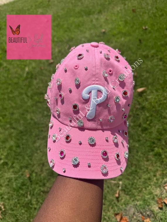 Phillies Pink Rhinestone Snapback Baseball Hat/cap - Etsy display picture 2